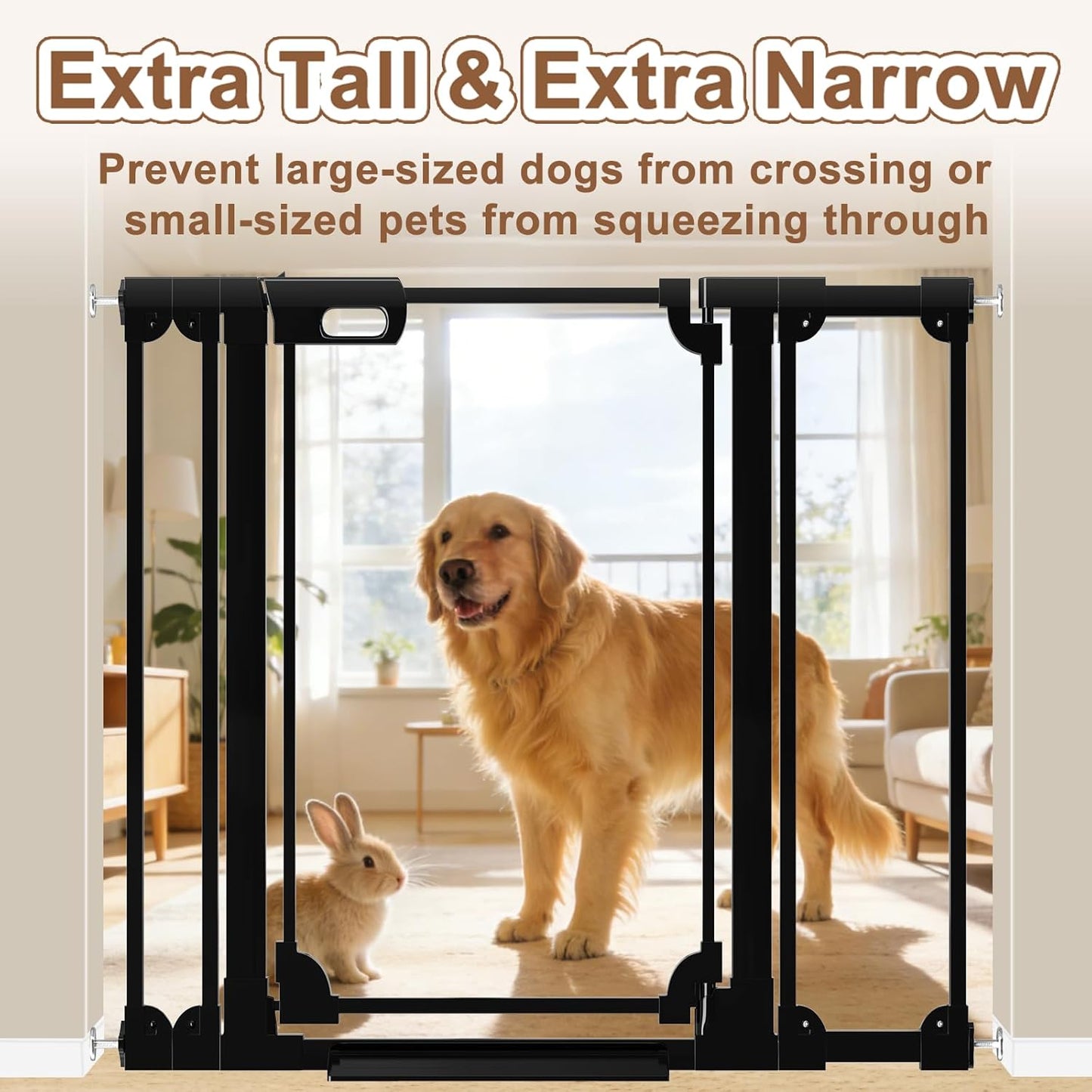 WAOWAO Clear Baby Gate for Stairs Modern Design Acrylic Auto Close Pet Gate, 29.52-37.79" Wide Safety Baby Gate for Doorways,White Clear Dog Gates Indoor, Hallways,Kitchen