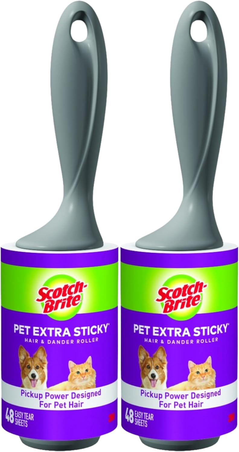 Scotch-Brite Pet Extra Sticky Lint Rollers 4 Rollers 48 Sheets Per Roller 192 Sheets Total