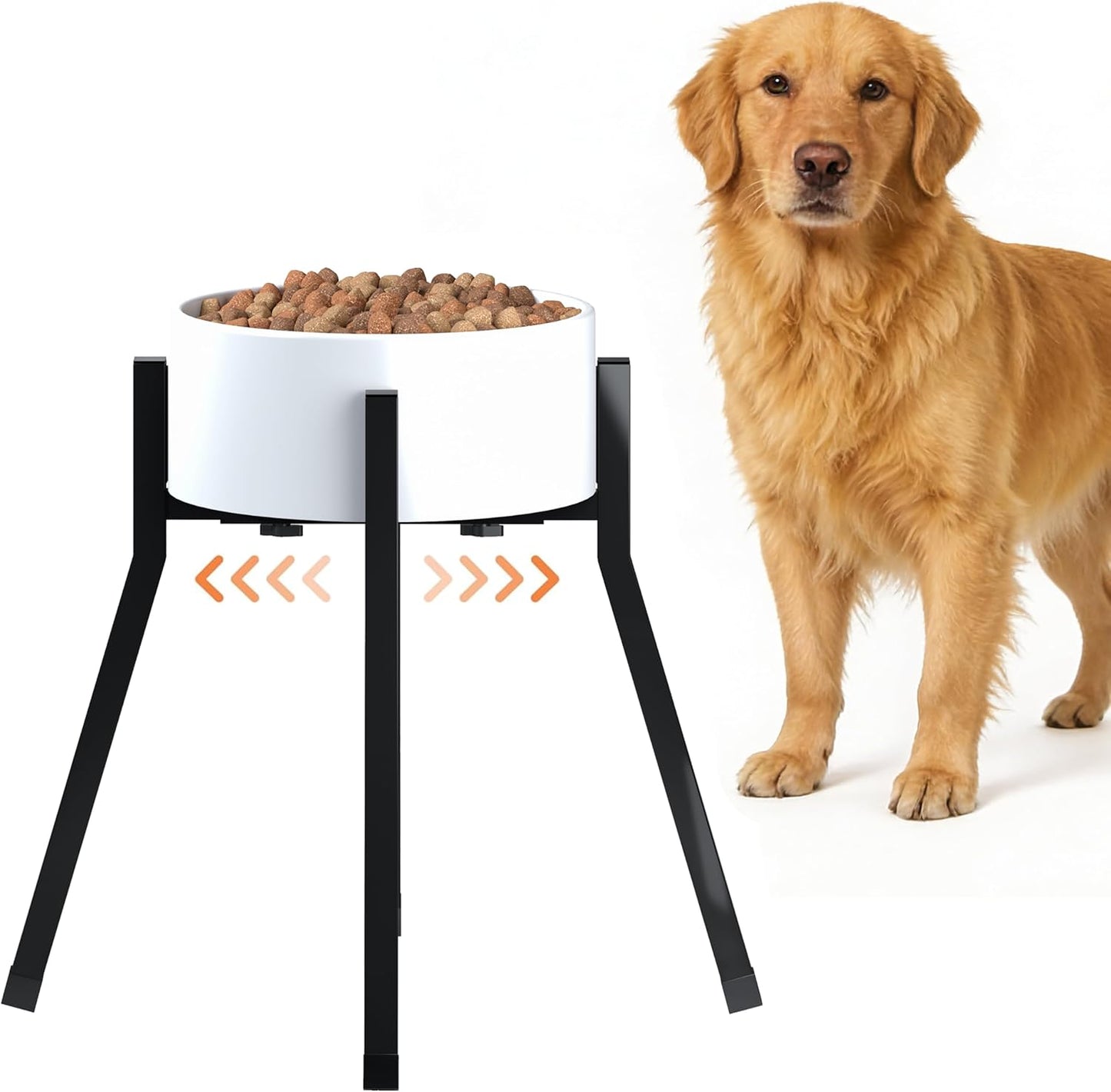 Piskyet Raised Dog Bowl Stand for Large Dogs Adjustable Elevated Dog Bowl Fits 6-10" Bowls, Height Adjustable to 7.6-15" Tall,Single Food and Water Stand Feeder(Bowl not Included)