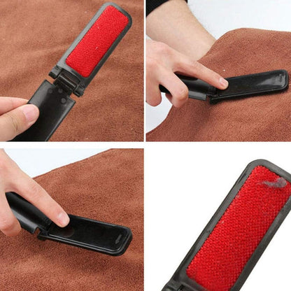 GARASANI 3 Pack Portable and Foldable Plastic Fold Clothing Dust Brush Pet Hair Remover Manual Sofa Bed Dry Cleaning Fabric Fluff Lint Cleaning Tool (Black)
