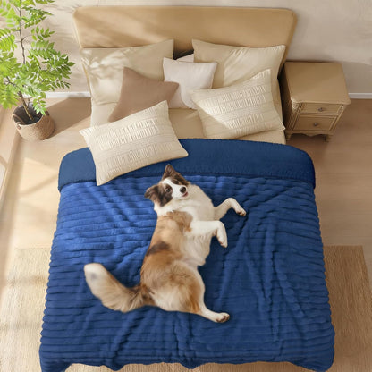 Luciphia Waterproof Dog Blanket for Large Dogs Ultra-Soft Calming Cut Pile Flannel Throw Durable & Warm Furniture Protection for Couch Bed Pet Blanket Machine Washable Stone Gray,L(65''x57'')