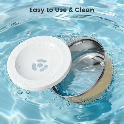 Gardner Pet Slow Water Bowl for Dogs – No Spill, Anti-Splash Floating Plate Design, Slows Drinking to Reduce Mess, Keeps Water Clean & Floors Dry, 3.8L(White)