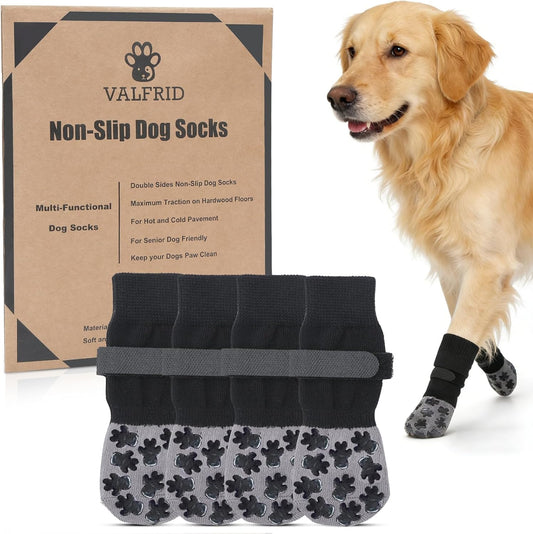 ‌VALFRID Non-Slip Dog Socks with Double Sides Grips, and Durable Dogs Grip Socks,Hardwood Floors Anti-Slip,Dog Booties for Small Medium Large Dogs S