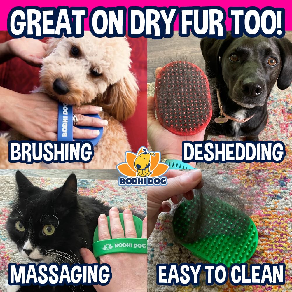 Bodhi Dog Shampoo Brush - Pet Grooming & Bath Supplies for Dogs and Cats - Bath Brush for Long & Short Hair - Premium Scrubber for Shower, Bathing & Massage (One Pack, Blue)
