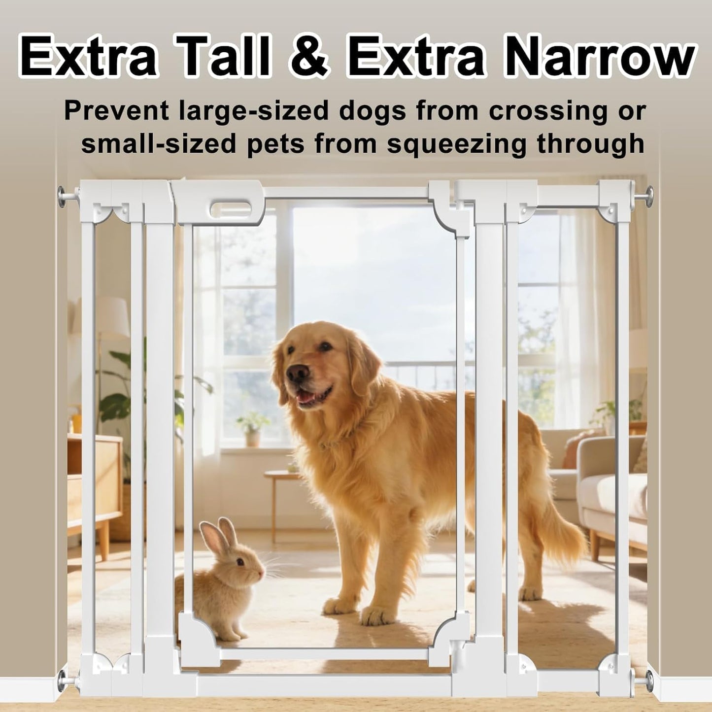WAOWAO Clear Baby Gate for Stairs Modern Design Acrylic Auto Close Pet Gate, 29.52-37.79" Wide Safety Baby Gate for Doorways,White Clear Dog Gates Indoor, Hallways,Kitchen