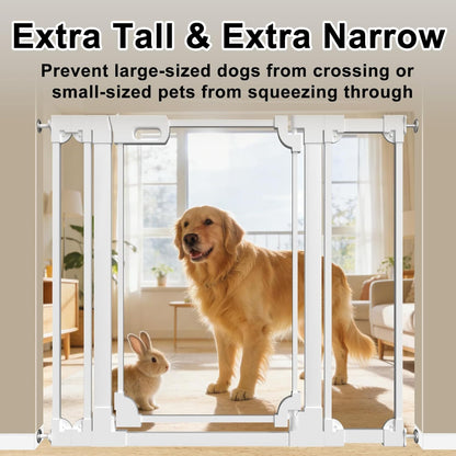 WAOWAO Clear Baby Gate for Stairs Modern Design Acrylic Auto Close Pet Gate, 29.52-37.79" Wide Safety Baby Gate for Doorways,White Clear Dog Gates Indoor, Hallways,Kitchen