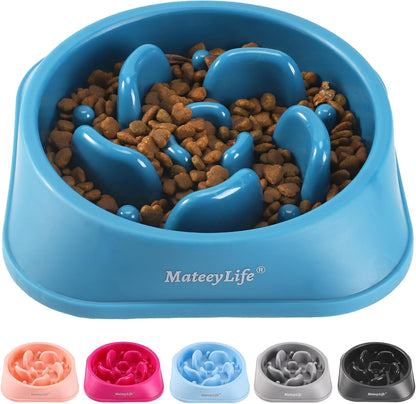 MateeyLife Slow Feeder Dog Bowls 2PCS, Anti-Choking Puzzle Dog Food Bowls, Anti-Slip Interactive Feeding Slow Down Eating, Bloat Stop Maze Dishes for Medium Breeds Pink&Purple
