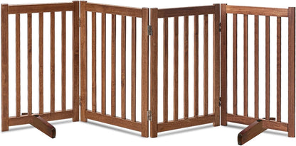 LZRS 2-Panel Wooden Free Standing Foldable Dog Gate Indoor – Solid Hardwood 24" High, Step-Over Safety Pet Gate for Doorways, Stairs & Small Spaces - Indoor Use, White