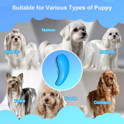 Small Dog Brush- Grooming Tool for Teddy, Yorkies, Maltese, Shih Tzu, Chihuahua - Puppy Hair Brush (Blue)
