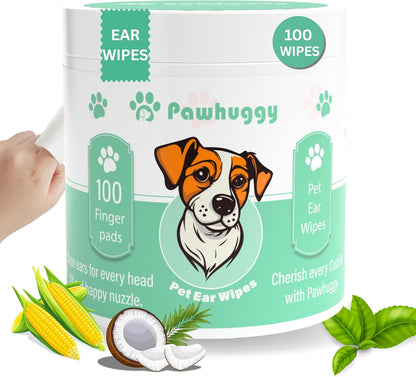 100 Finger Wipes - Pet Dental Wipes for Dogs & Cats - Dog Teeth Cleaning Powder & Toothpaste Alternative - Dog & Cat Teeth Cleaning Wipes - Freshen Breath & Reduce Plaque