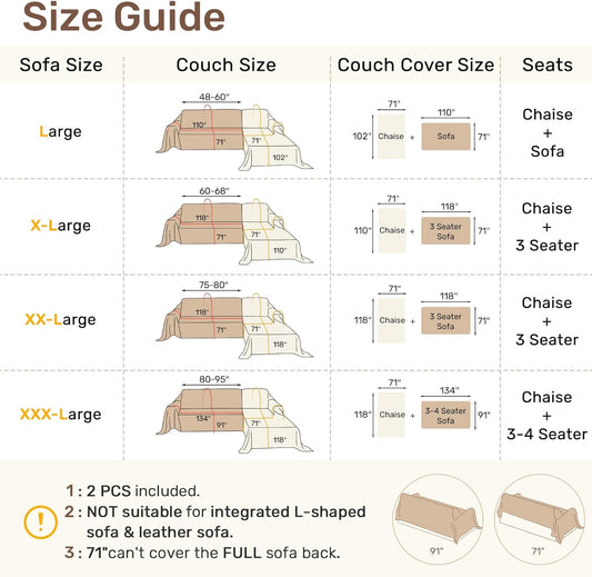 Sectional Couch Covers, 2 Pieces Washable L Shaped Couch Covers Sofa Blanket for Dogs Pet Friendly Sectional Sofa Slipcovers Furniture Covers,71"x 110"+ 71"x 118",(X-Large,Dark Gray)