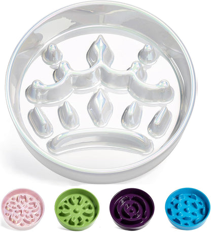 LE TAUCI Dog Bowls Slow Feeder Ceramic, 1.5 Cup Slow Feeding Bowl for Small and Medium Breed, Puzzle Dog Food Bowl for Fast Eater, Maze Purple