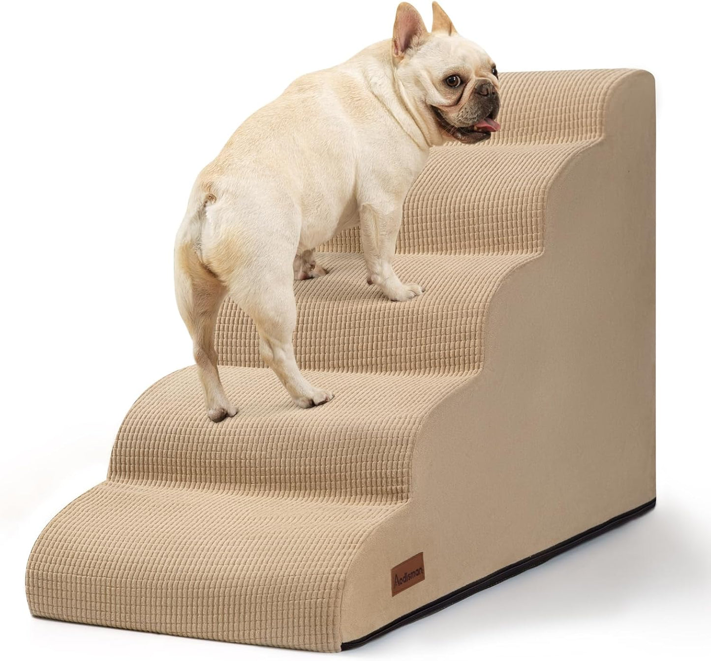 Aodisman 3-Step Dog Ramp and Stairs for Sofa and Chair - Non-Slip Sturdy Pet Steps for Small Dogs and Cats,15.7" H,Grey