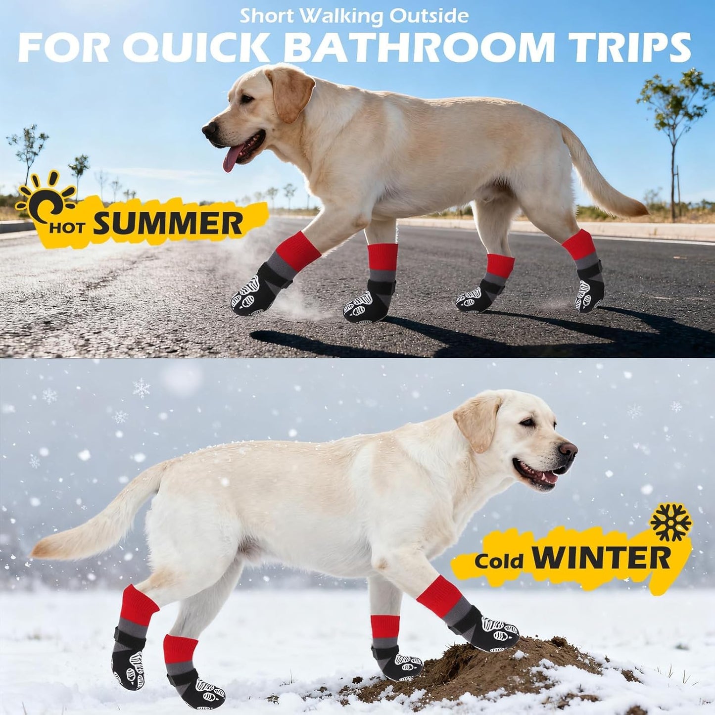 EXPAWLORER Anti Slip Dog Socks to Prevent Licking Paws, Dog Shoes for Hot Pavement Walk, Dog Booties for Hardwood Floors, Dog Boots & Paw Protectors with Grippers for Small Medium Large Senior Dogs M