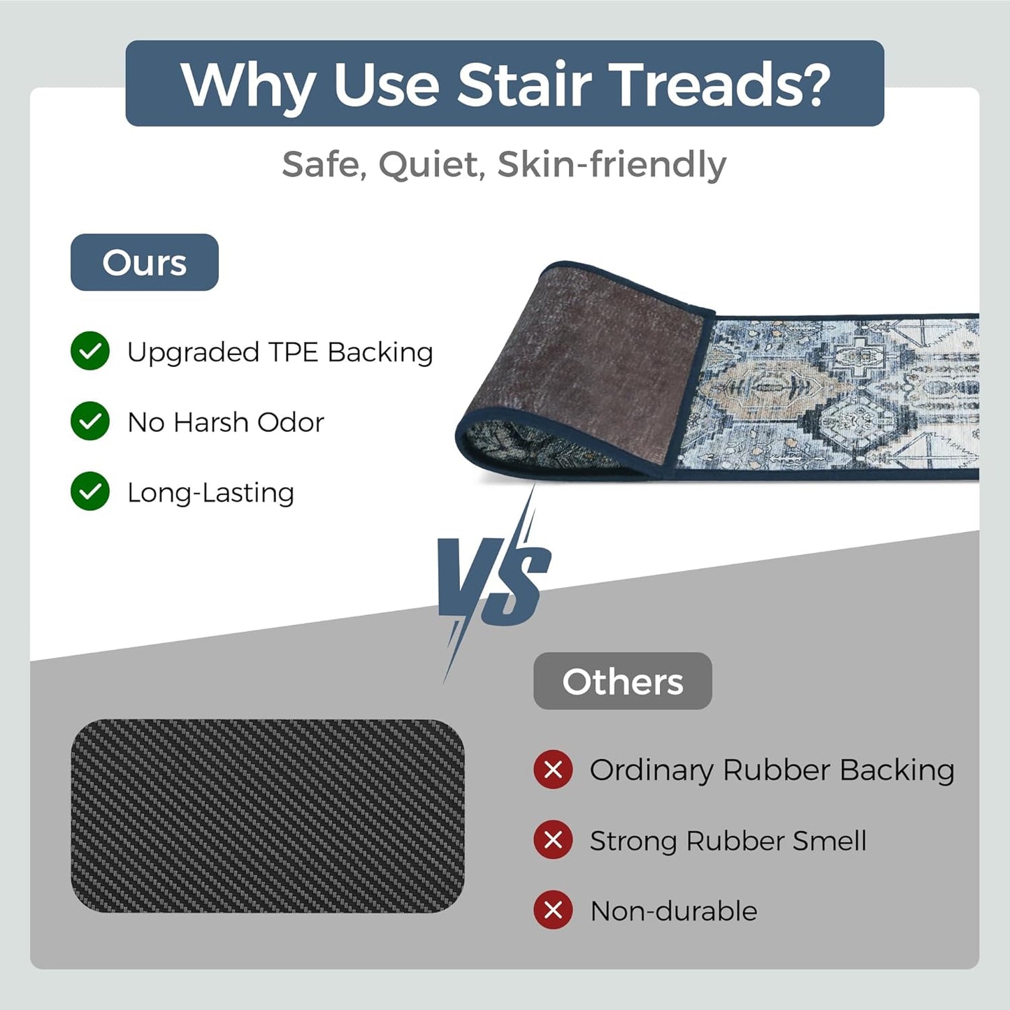 sarben Non Slip Stair Treads for Wooden Steps 15PCS - 8"x30" Indoor Safety Carpet, Edging Mats with TPE Adhesive Backing, Pet and Elderly Friendly Stair Rugs (Taupe) - Colors A