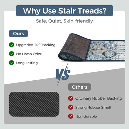 sarben Non Slip Stair Treads for Wooden Steps 15PCS - 8"x30" Indoor Safety Carpet, Edging Mats with TPE Adhesive Backing, Pet and Elderly Friendly Stair Rugs (Taupe) - Colors A