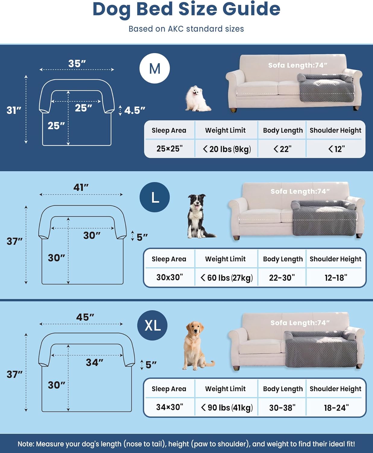 Calming Large Dog Bed for Couch, 41 x 37 inch Removable Couch Cover for Dogs Washable, Non-Slip Fluffy Plush Dog Sofa Mat for Furniture Protector - Grey