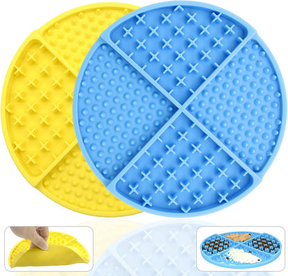 Bangp Silicone Dog & Cat Lick Mat and Slow Feeder,Extends Mealtime for Fast Eaters and Reduces Anxiety,Heavy-Duty Design,Dishwasher Safe,Perfect for Yogurt,Treats,Peanut Butter (Blue)