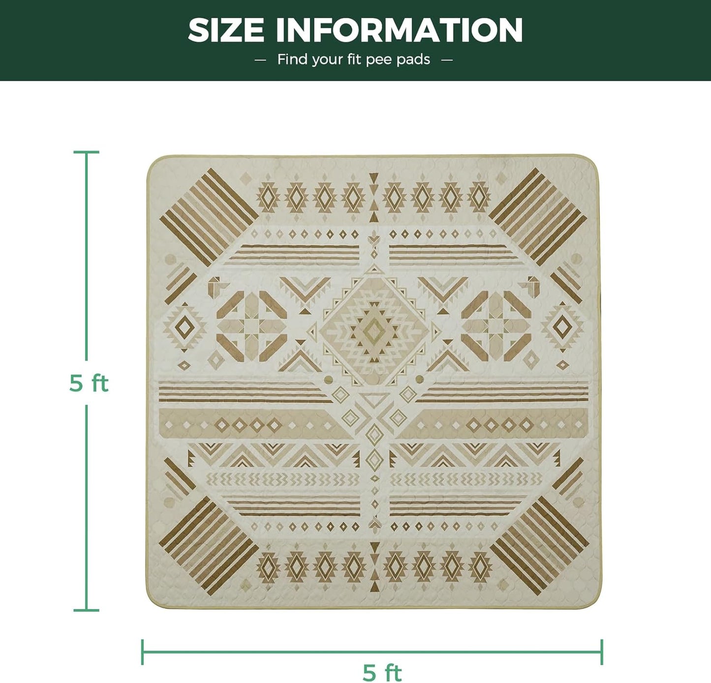 FXW Washable Pee Pads for Dogs, Puppy Pads with Super Absorbent, Specifically Designed for FXW Rollick/Homeplus 24inch 6 Panels Dog Playpen, 39" x 63" Rectangle, Khaki, 1 Pack