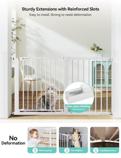 COMOMY 36" Extra Tall Baby Gate for Stairs and Doorways - Fits 29.5" to 48.8" Wide Openings, Auto Close Extra Wide Dog Gate for House, Pressure Mounted Easy Walk Through Pet With Door, Black