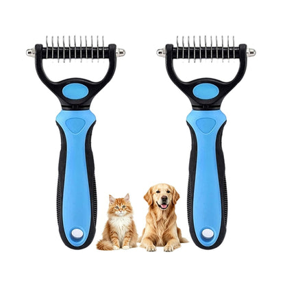 Dematting Comb for Dogs and Cats, Undercoat Rake Pet Brush for Long Hair, Deshedding Dog Brush Removes Tangles Knots and Loose Fur, Grooming Tool for Thick Coats (Blue L)