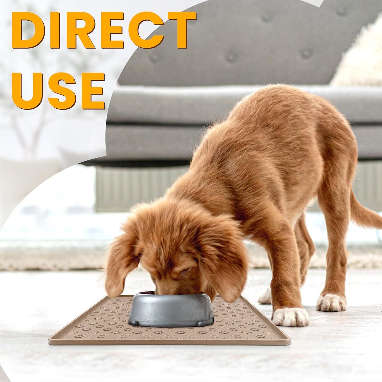 Ptlom Pet Placemat for Dog and Cat, Mat for Prevent Food and Water Overflow, Suitable for Small, Medium and Big Pet, 18" 12", Grey, Silicone