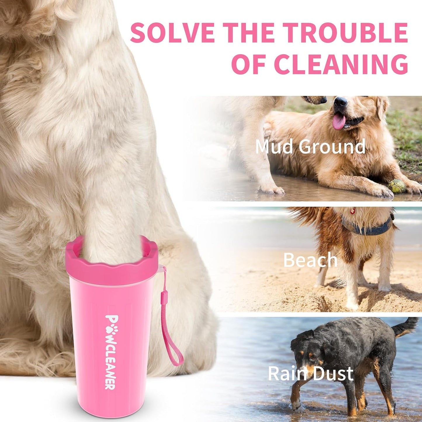 Professional 7 in 1 Dog Paw Cleaner for Dogs & Cats - Includes 1 Portable Paw Washer, 1 Bath Brush, 2 Dog Toothbrushes and 3 Absorbent Towels Note: Fits Paws up to 2 Inches Wide (Small, Blue)