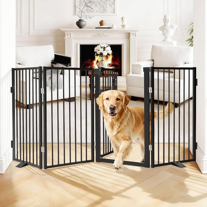 Snagle Paw Full Metal Freestanding Dog Gate,Indoor Dog Gate with Floor Protect Support Feet, 40x24 Inches Foldable Dogs Barrier for Stairs, Hallways and Doorways (24'' H 2 Panel, White
