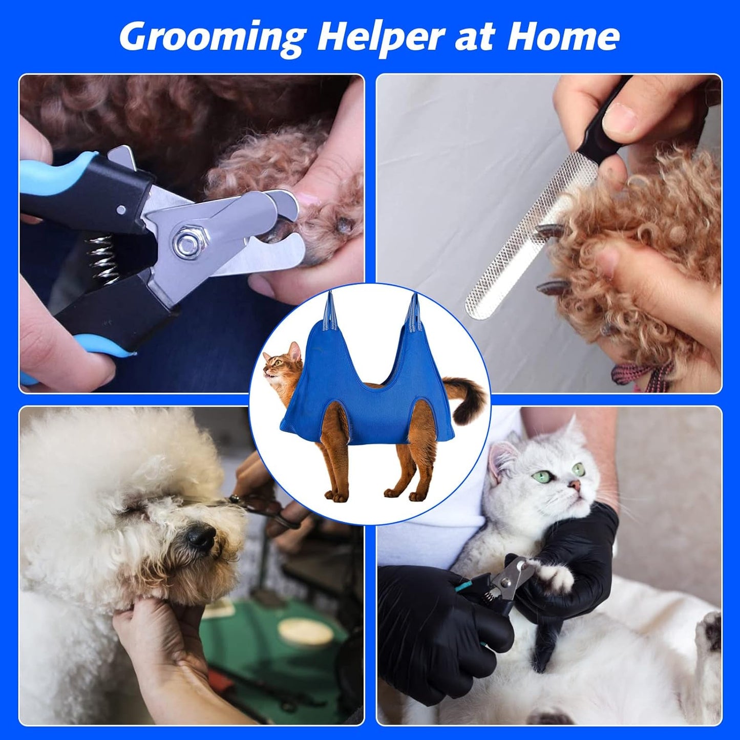 ATESON Pet Grooming Hammock with Nail Clippers/Nail Trimmers/Grooming Scissors, Dog Grooming Harness for Nail Trimming, Pet Grooming Sling Helper