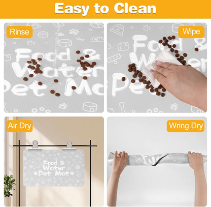 Pet Feeding Mat,Dog Cat Mat for Food and Water,Dog Bowl Waterproof Placemat with Rubber Backing,Absorbent Quick Dry Water Dispenser Mat for Pet（Dark Gray 12"×18"）