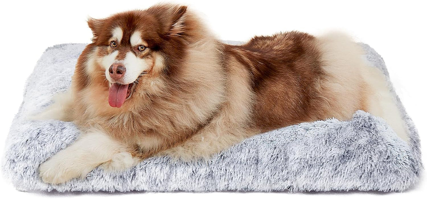 EHEYCIGA Fluffy Dog Crate Bed for Medium Dogs, Plush Faux Fur Crate Pad, Calming Anti Anxiety Medium Dog Bed, Washable Soft Warm Crate Mat with Non-Slip Bottom