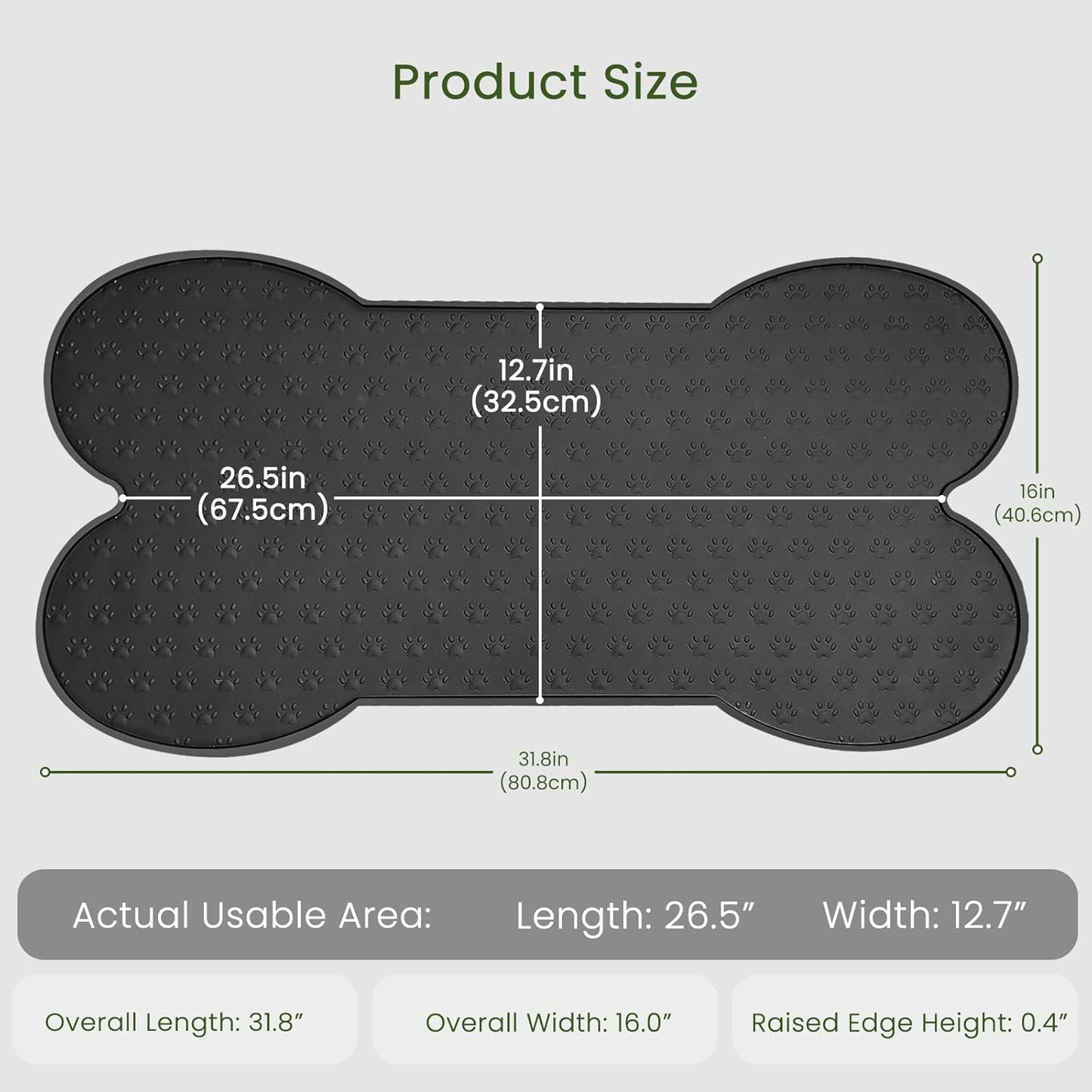 PWTAA Dog Food Mat Anti-Slip Silicone Dog Bowl Mat Thicker Pet Placemat Waterproof Cat Feeder Pad with Raised Edge Puppy Kitten Feeding Mats Suitable Small Medium-Sized Dogs Cats Eating Tray