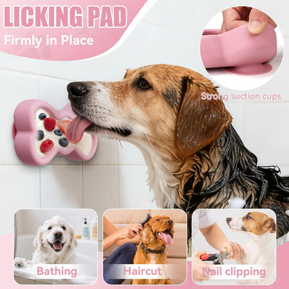 Freeze Dog Lick Bowl, Animire Non-Slip Slow Feeder Lick Mat for Dogs, Silicone Dog Enrichment Bowl for Distraction Anxiety Relief Boredom, BPA Free, Dishwasher Safe(Rose,S)