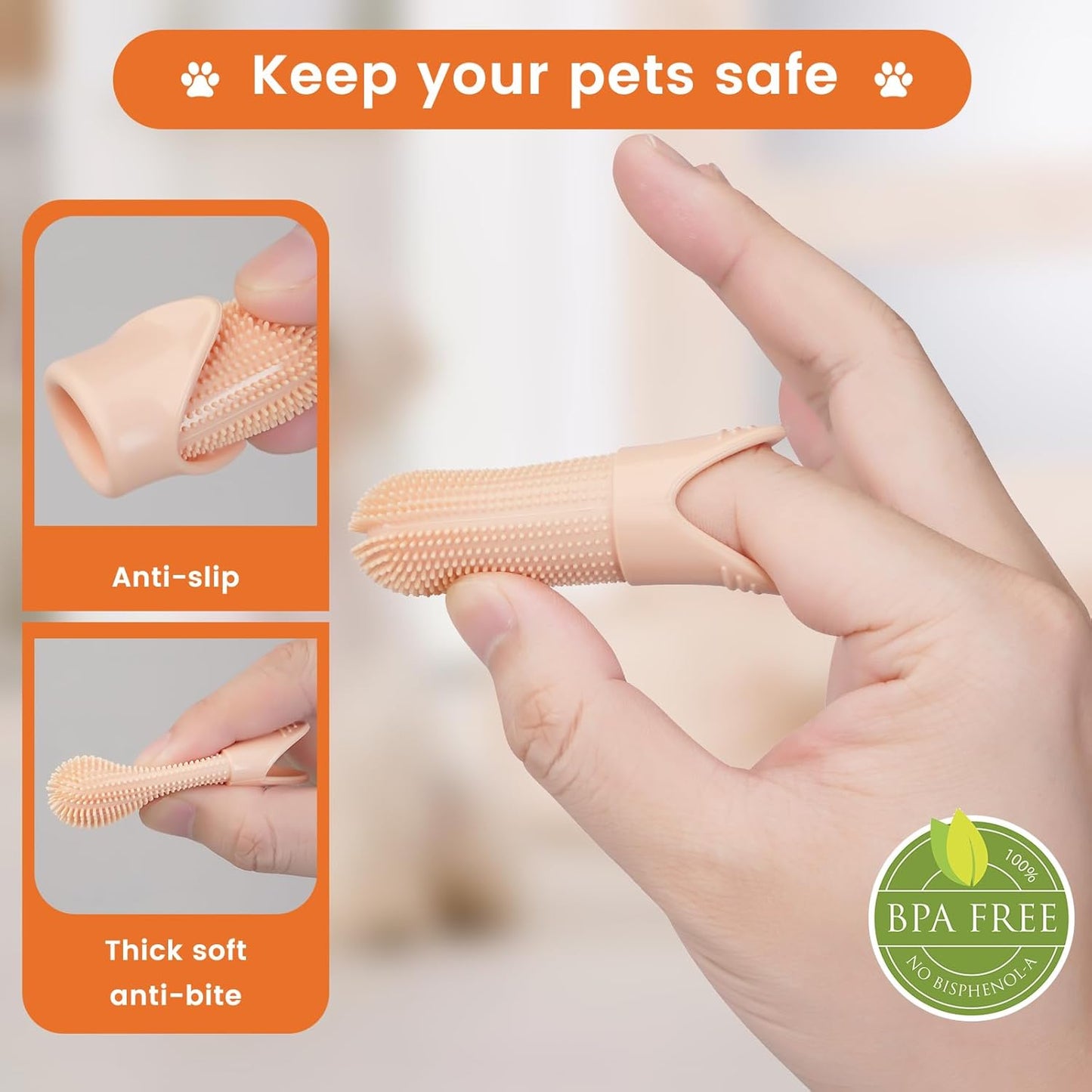 Duckart 4 Pack Dog Toothbrush, 360° Cleaning Finger Brush for Dogs Teeth, Food Grade Silicone Pet Brush Fits Most Fingers, Puppy Toothbrush for Dogs & Cats Dental Care