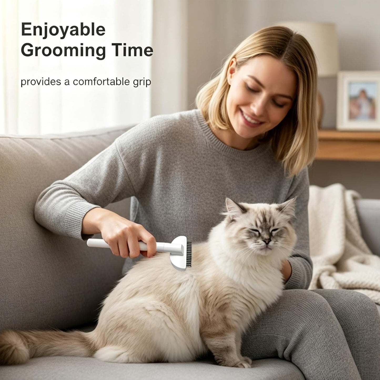 Dog & Cat Brush for Shedding, Self-Cleaning Dematting Comb Undercoat Rake, Deshedding Grooming Tool for Long & Medium Haired Pets, Removes Tangles Mats Loose Fur