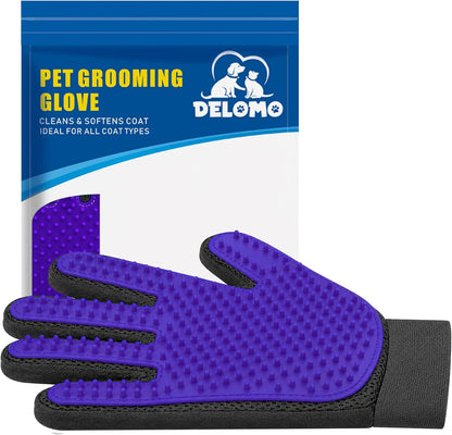 Pet Hair Remover Glove - Gentle Pet Grooming Glove Brush - Deshedding Glove - Massage Mitt with Enhanced Five Finger Design - Perfect for Dogs & Cats with Long & Short Fur - 1 Pack (Right-hand), Green
