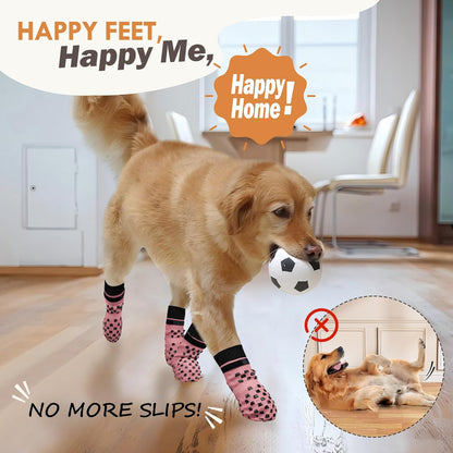 Anti Slip Dog Socks to Prevent Licking Paws, Dog Shoes for Hot/Cold Pavement, Dog Boots on Hardwood Floors, Traction Control Dog Booties & Paw Protectors for Small Medium Large Senior Dogs
