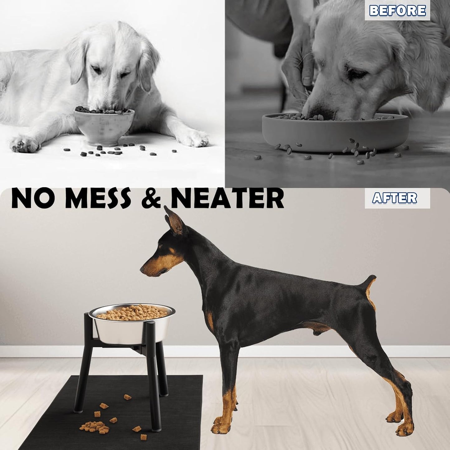 Elevated Dog Bowls for Large and Extra Large Dogs, Adjustable Width Dog Bowl Stand for 7-10.6" Wide Bowls, Food and Water Feeder, 13.7 in Tall Single Holder (Bowl Not Included)