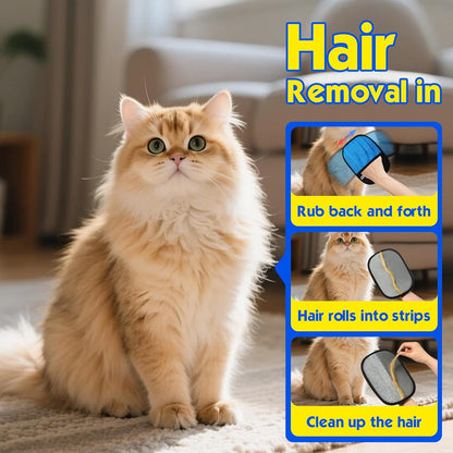 Carpet Rake for Pet Hair Removal, 54" Adjustable Long Handle 3 in 1 Carpet Rake & Pet Hair Removal Gloves for Cat Dog Fur Remover for Carpets, Rugs, Mats and Furniture(with 2 Hooks)
