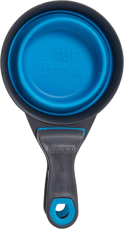 Dexas Pets Collapsible KlipScoop Collapsible Dry Dog Food Scoop and Dog Food Bag Clip, 1 Cup Capacity, Pro Blue
