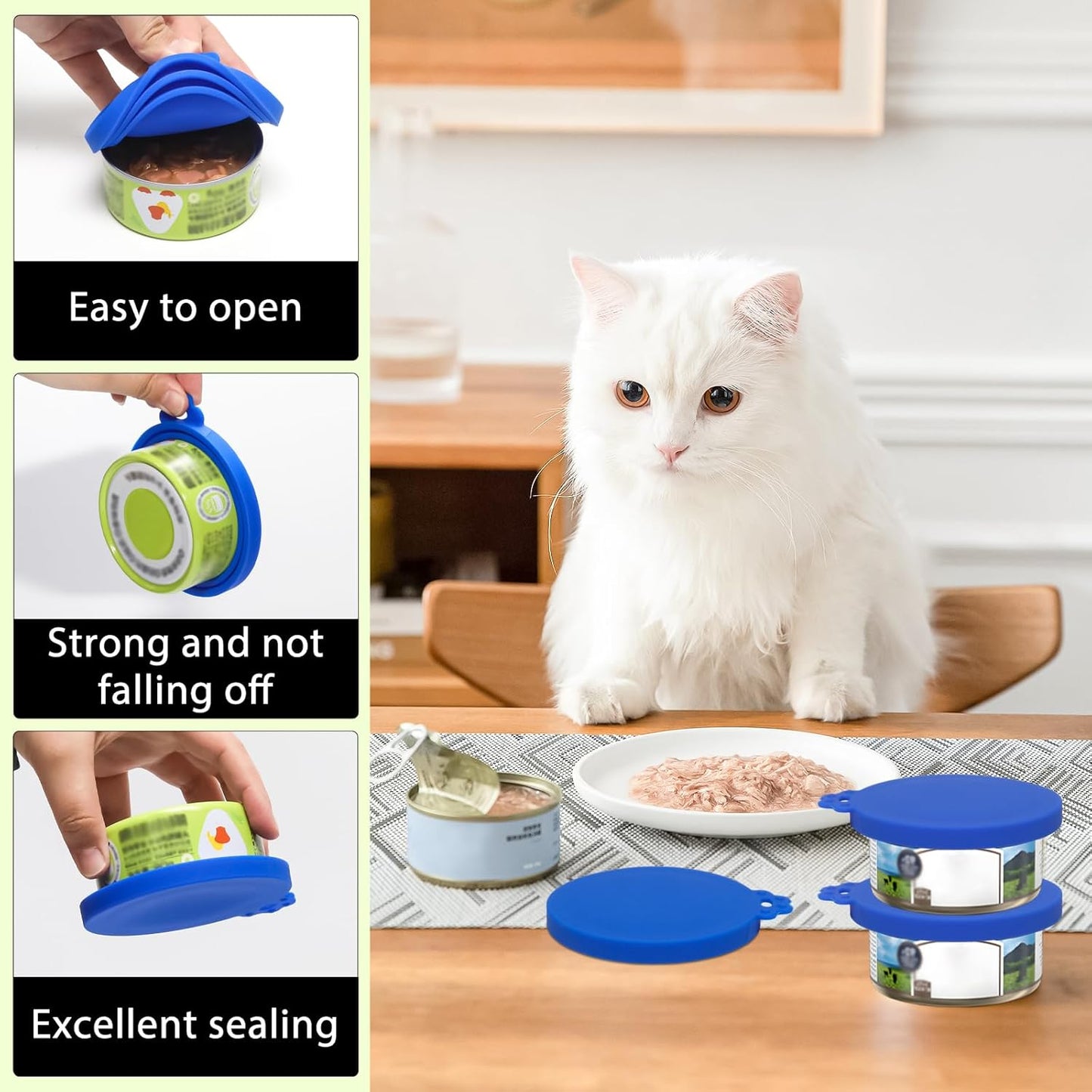 PINE & LINEN 4 Pcs 2.5inch Durable Pet Can Lids, Silicone Small Pet Can Covers Waterproof Cat Food Cans Lids for 3 oz Cat Food Cans（Yellow+Red+Pink+Blue）