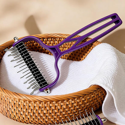Double Sided Dematting Comb for Cats & Dogs, Undercoat Rake, Safe Deshedding Grooming Tool, Gentle Matt Remover Detangler for Long Thick Haired Pets, Ergonomic Pet Grooming Brush (Black)