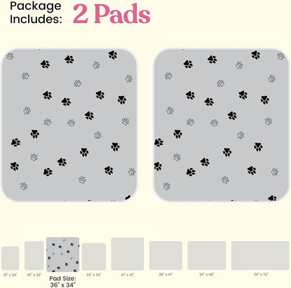 Super Absorbent Washable Pee Pads for Dogs - 2-Pack Superior Reusable Puppy Pads Pet Training Pads –100% Waterproof Dog Pee Pad Protects Against Urine Leakage Non-Slip Grip Prevents Slipping& Bunching