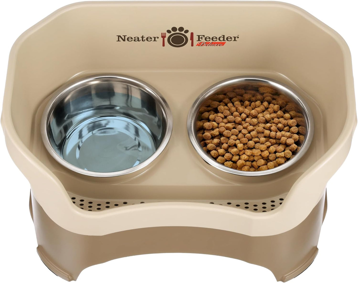 Neater Pet Brands Neater Feeder Deluxe Mess Proof Dog Bowls Elevated for Large Dogs Over 40 lbs, Made in USA, No Spill Raised Dog Food Bowl Stand Feeding Station, Food and Water Bowl Set, Black