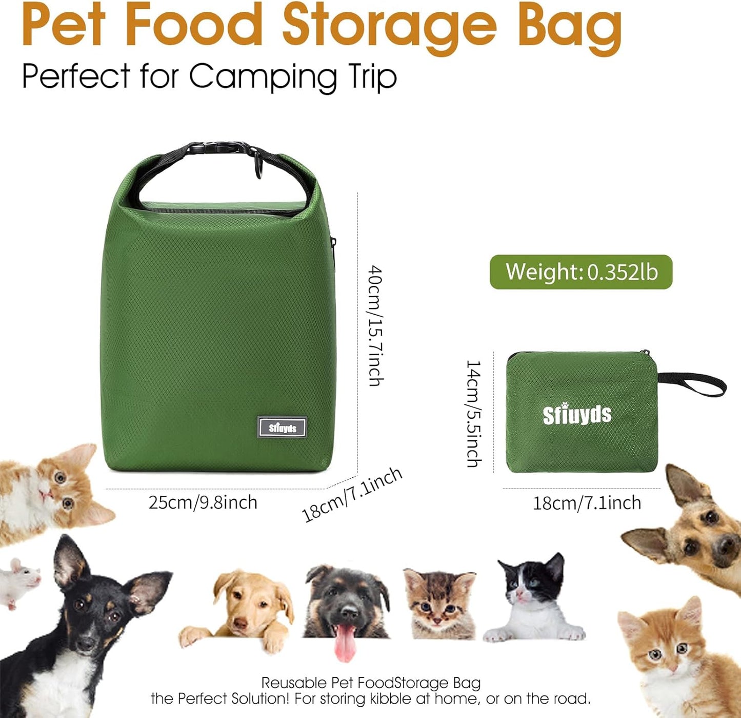 Travel Dog Food Container Pet Food Storage Bag Containers 2PCS Collapsible Travel Dog Bowls Waterproof Camping Storage Essentials Kibble Carrier 20L Easy to Clean (Black, Large)