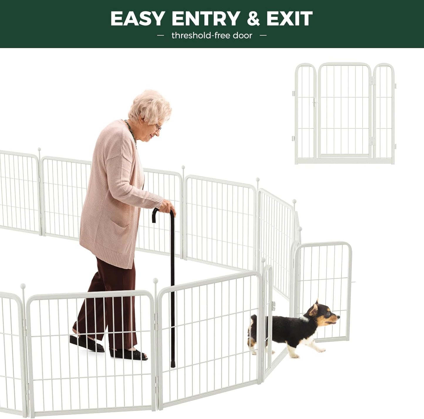 FXW Rollick Unleashed Dog Playpen for Indoor, Yard, RV Camping, 24 inch 8 Panels for Small and Puppy Dogs, Black│Patented