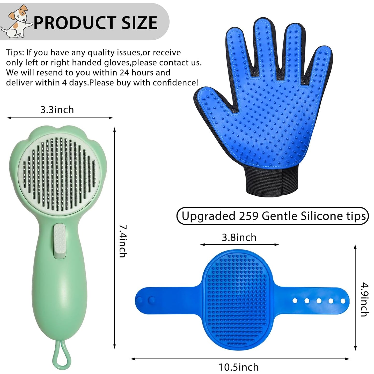Cat Grooming Glove Brush,Pet Hair Remover Tool,Reusable Dog Hair Fur Remover for Carpet,Furniture,Couch,Clothes,Eco-Friendly and High efficiency