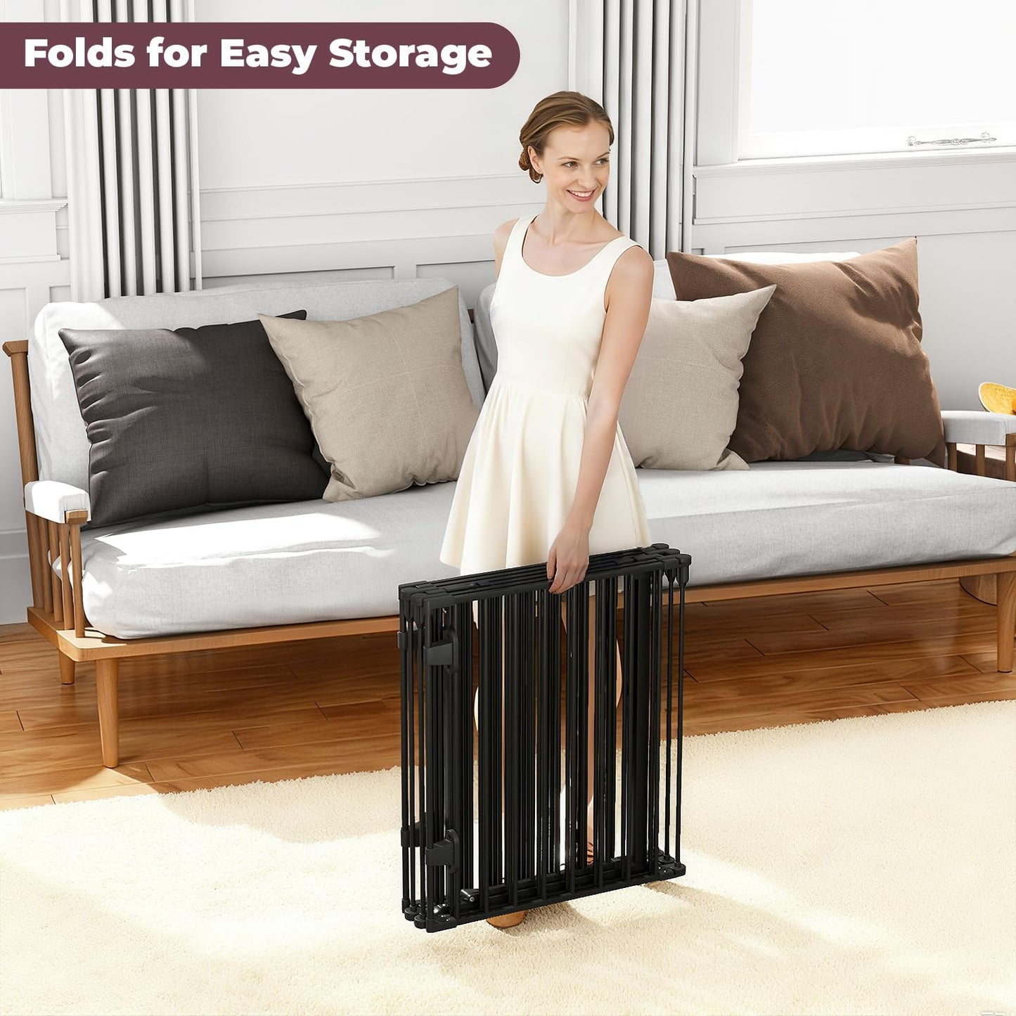29.4-78" Extra Wide Baby Gate, Long Dog Gates Indoor for Doorways Stairs, Essential Large Safety Gate for Child Toddler with Anti-Trip Pedal, Adjustable Pet Gate, 28" Tall 3 Metal Panels Black