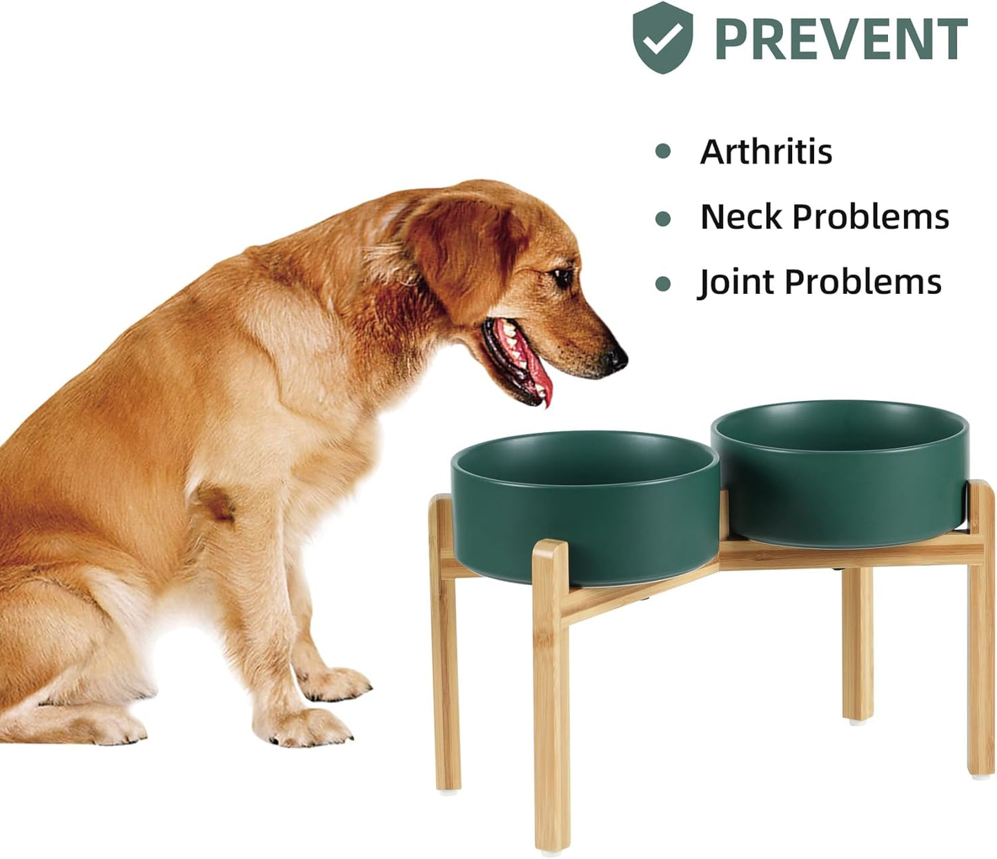 Havniva 8.3” Dog Bowls Elevated Ceramic Dog Food and Water Bowl, Raised Dog Water Bowl with Stand Non-Slip Rubber Base Large Capacity Feeding Pet Food Bowl for Large Dogs