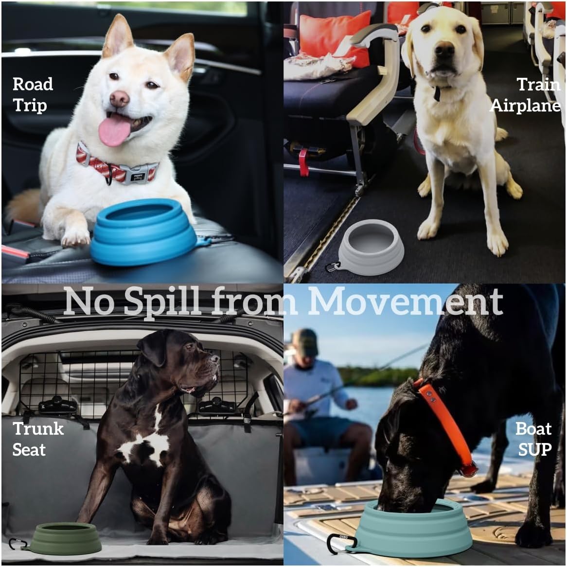 OHMO Spill Proof Collapsible Dog Water Bowl 24oz for Cars, No Splash Portable Bowls for Dog Travel, Dishwasher Safe, Pet Essentials for Road Trips, Cat Travel Accessories